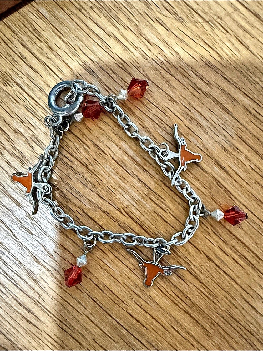 Silver & Red Charm Bracelet Like New
